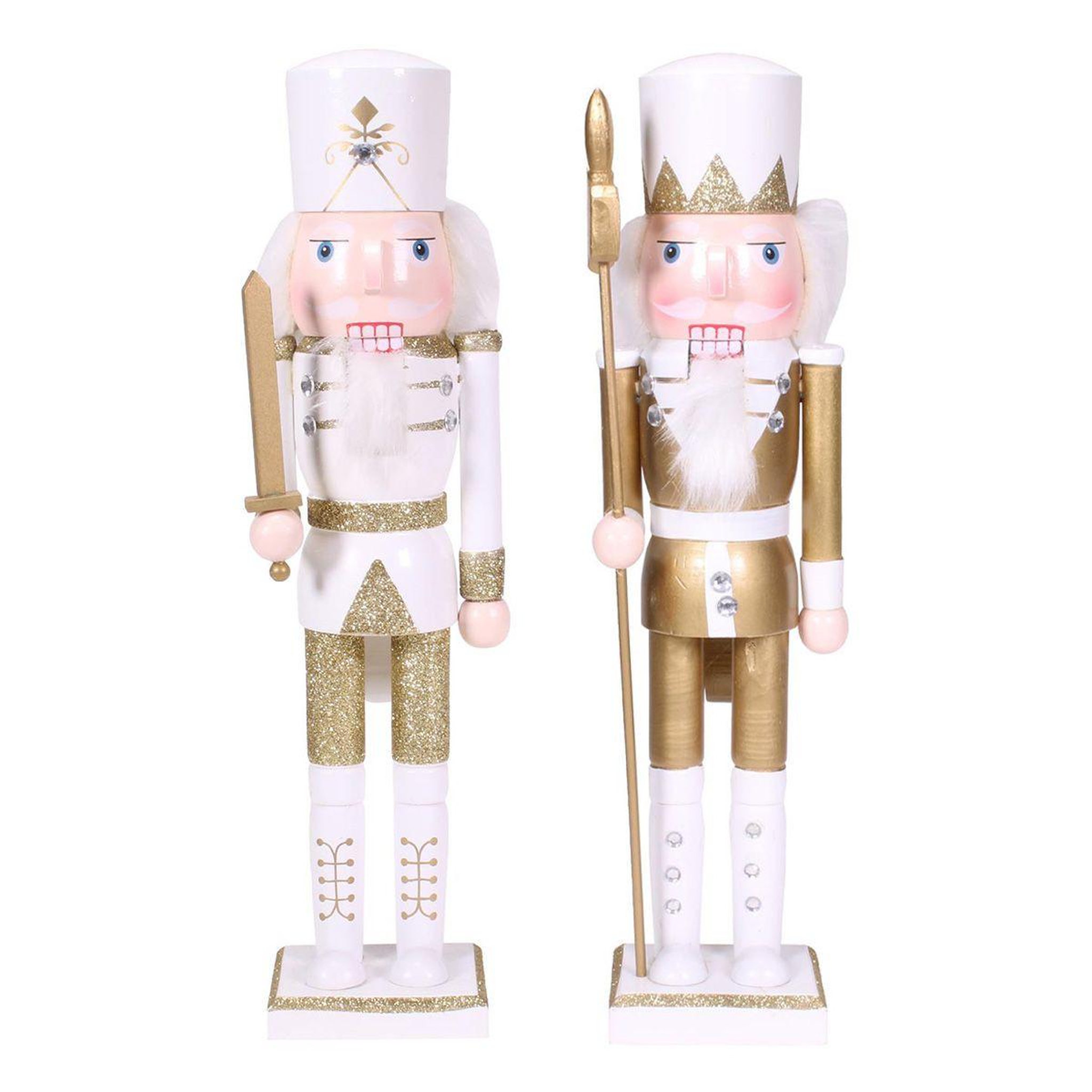 The Home Deco Factory Lot de 2 casse-noisettes  noël  blanc & doré