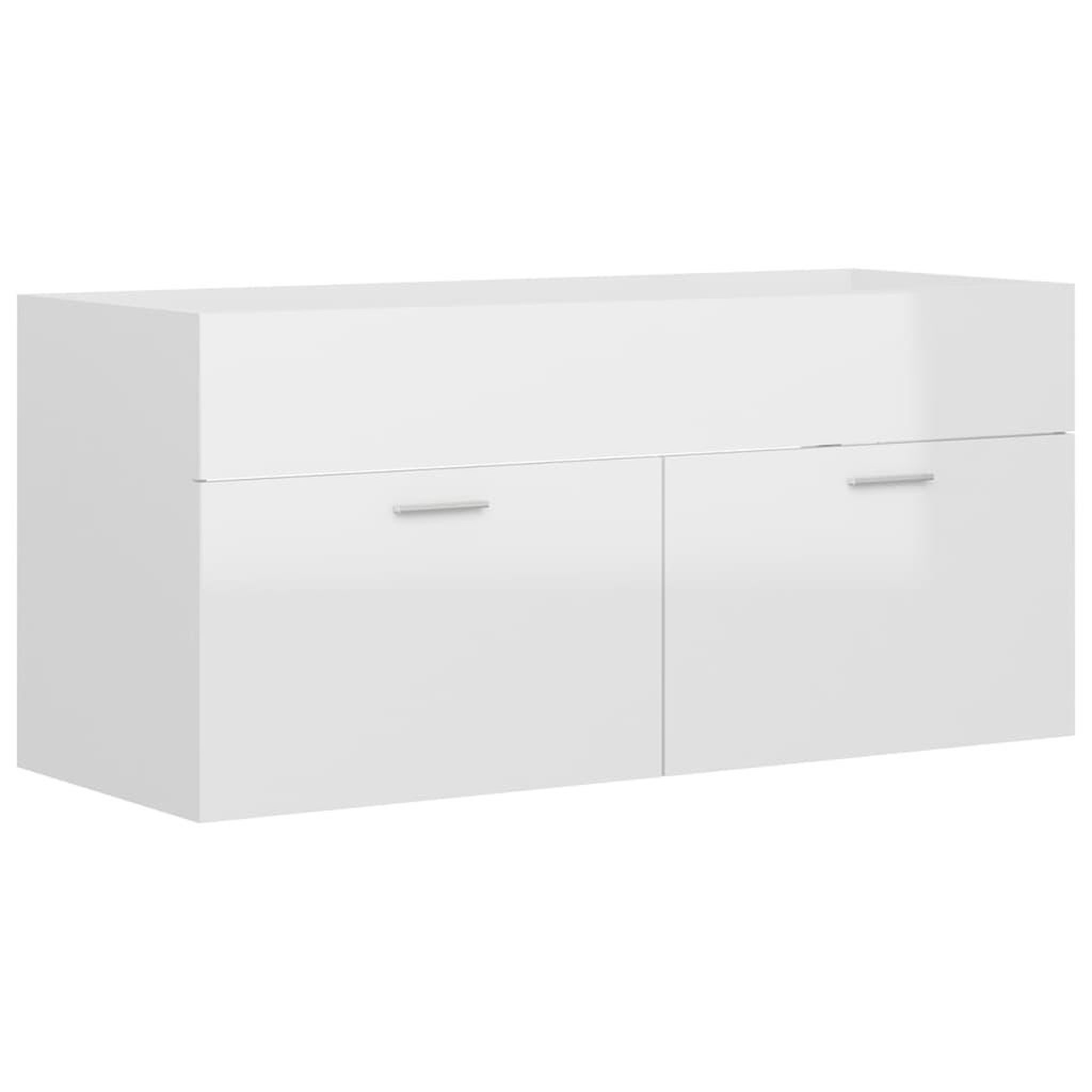 Voir la diapositive 5 : VIDAXL Armoire d'evier avec lavabo integre Blanc brillant Agglomere