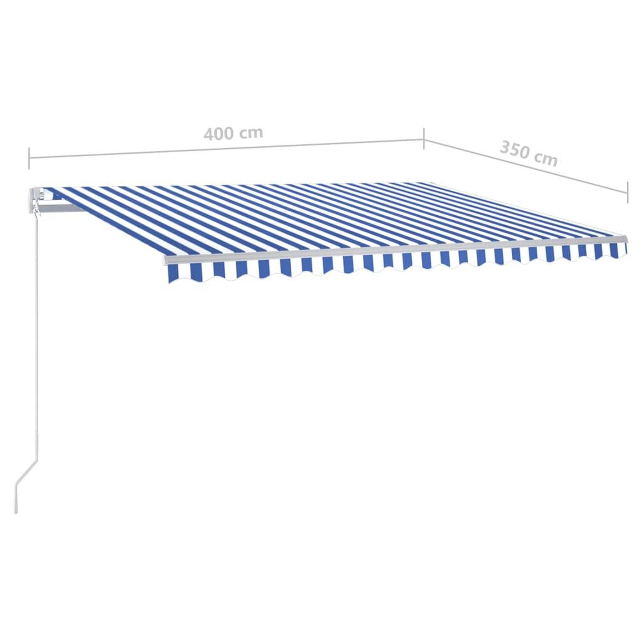 Voir la diapositive 6 : VIDAXL Auvent automatique capteur de vent/LED 4x3,5 m Bleu et blanc