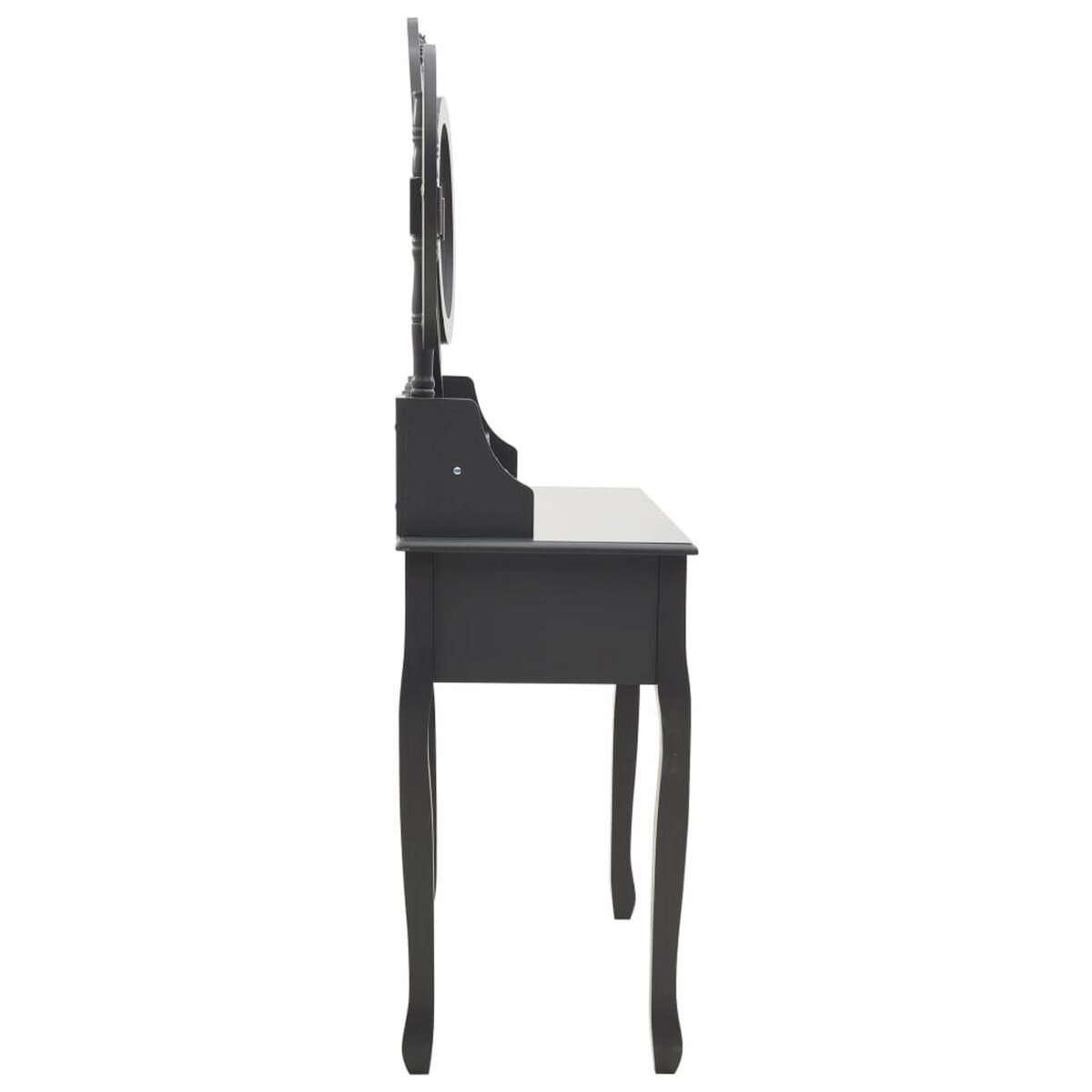 VIDAXL Coiffeuse avec tabouret et miroir pliable en 3 Gris