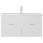 Voir la diapositive 3 : VIDAXL Armoire d'evier avec lavabo integre Blanc Agglomere