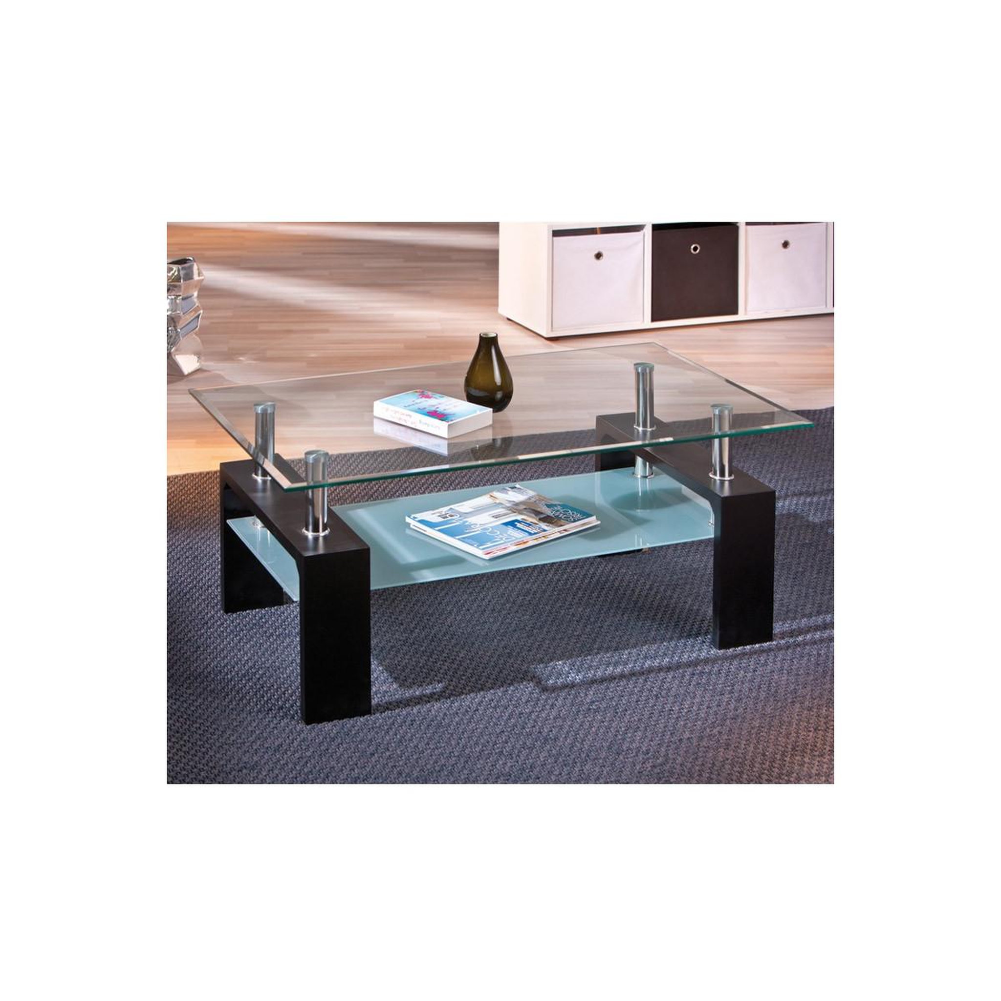 Voir la diapositive 4 : INTERLINK Table basse design en verre  leny  100cm noir