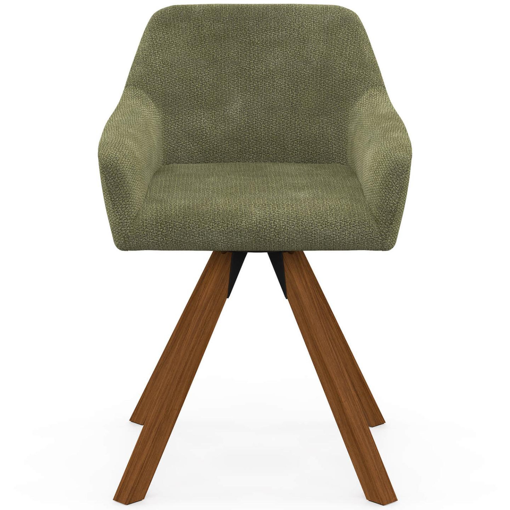 Voir la diapositive 3 : ID MARKET Lot de 2 chaises pivotantes 360° de salle à manger, fauteuils de table jany en tissu chenille verte et pied noyer