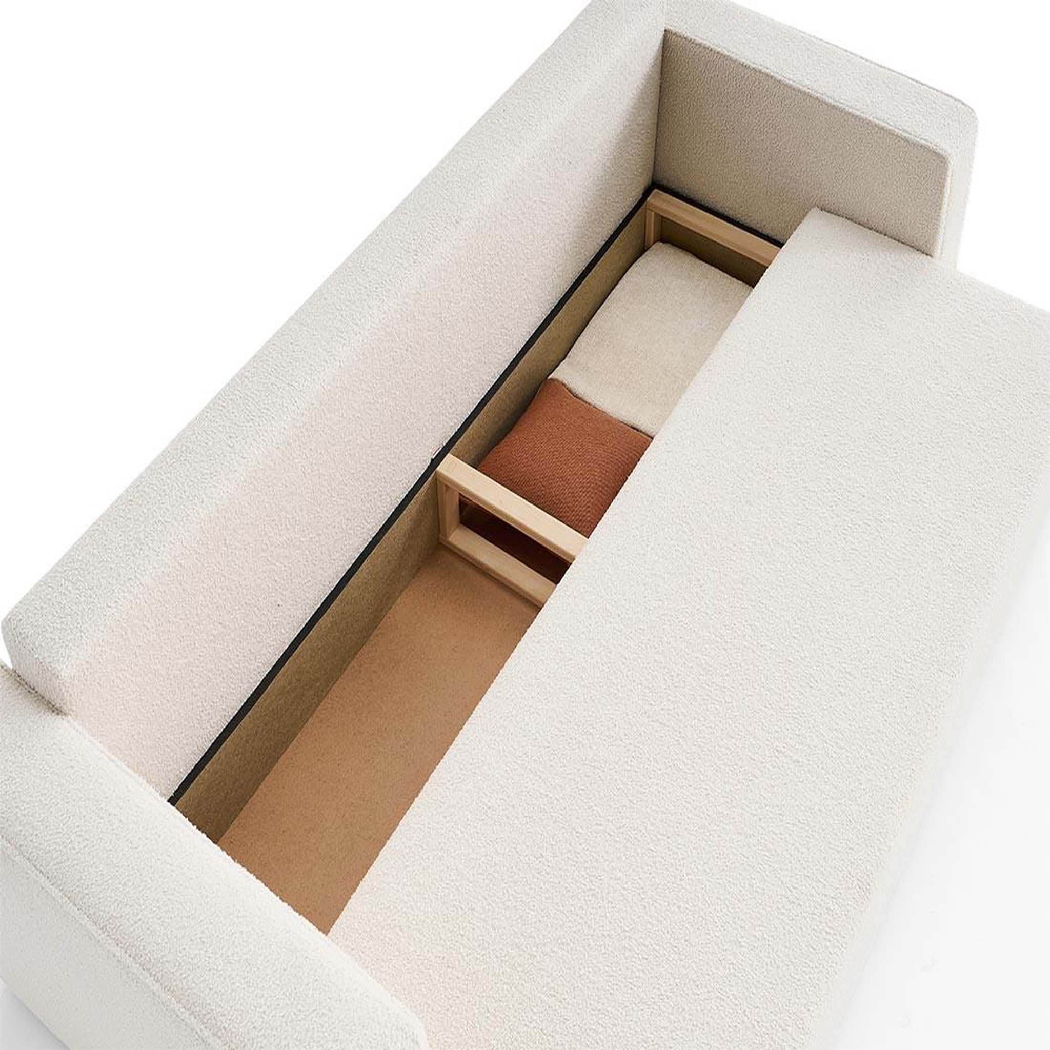 Voir la diapositive 4 : BEST MOBILIER Topaze - canapé 3 places - convertible avec coffre - en tissu bouclette