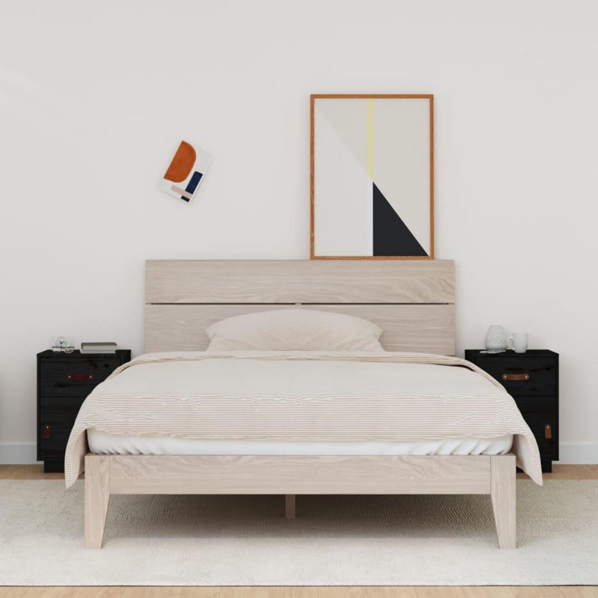 VIDAXL Tables de chevet 2 pcs Noir 40x34x55 cm Bois de pin massif