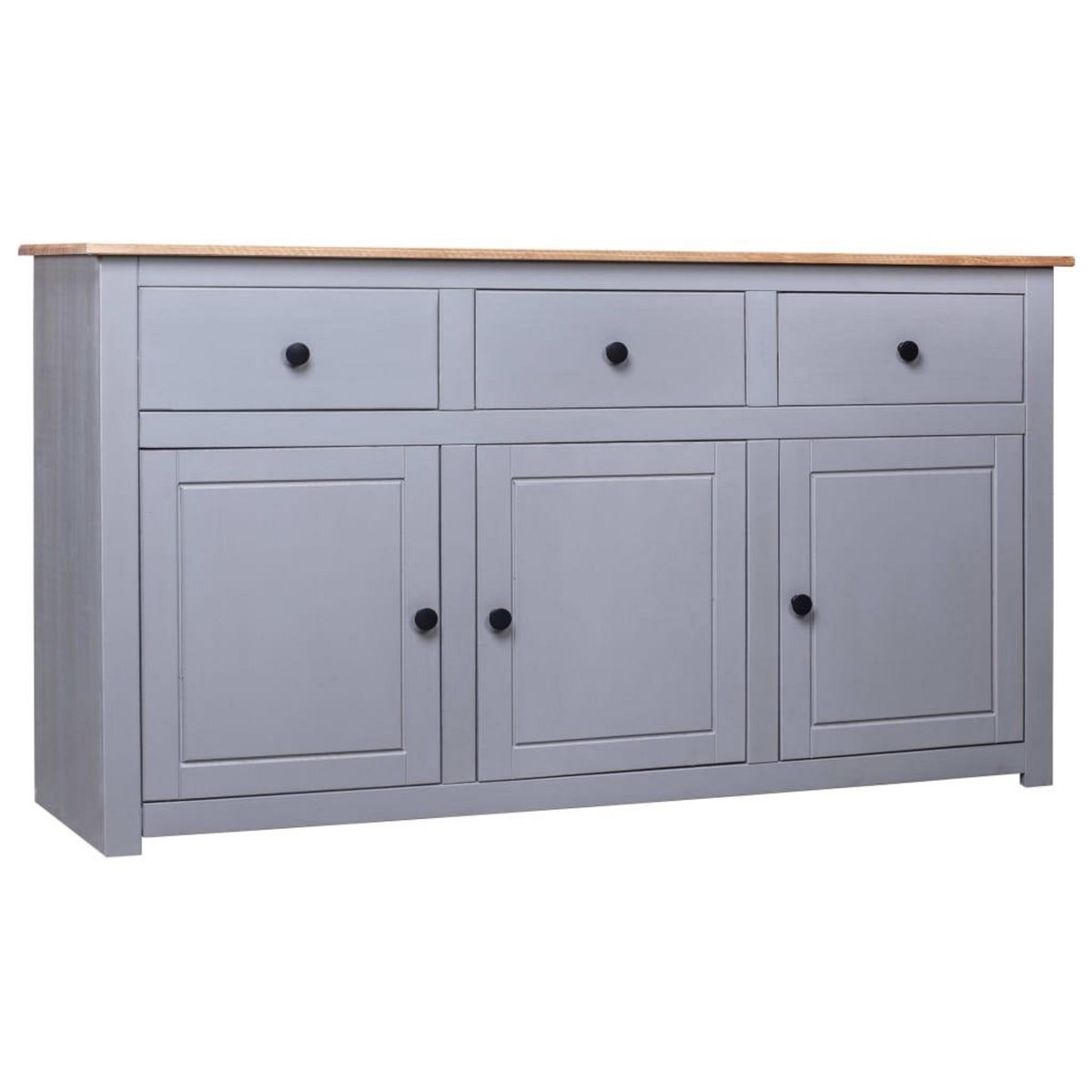 VIDAXL Buffet Gris 135x40x80 cm Pin solide Assortiment Panama