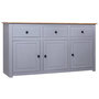 Voir la diapositive 1 : VIDAXL Buffet Gris 135x40x80 cm Pin solide Assortiment Panama
