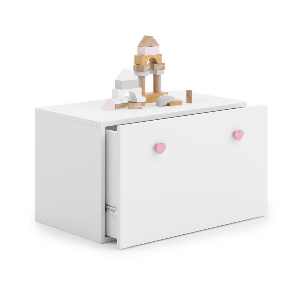 KOBI Coffre à jouets Inga en rose élégant et pratique