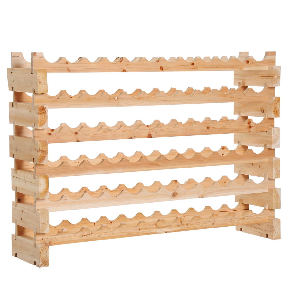 HOMCOM Étagère à bouteilles casier à vin range bouteilles horizontal 6 niveaux 72 bouteilles max. dim. 114L x 28l x 80H cm bois de pin massif