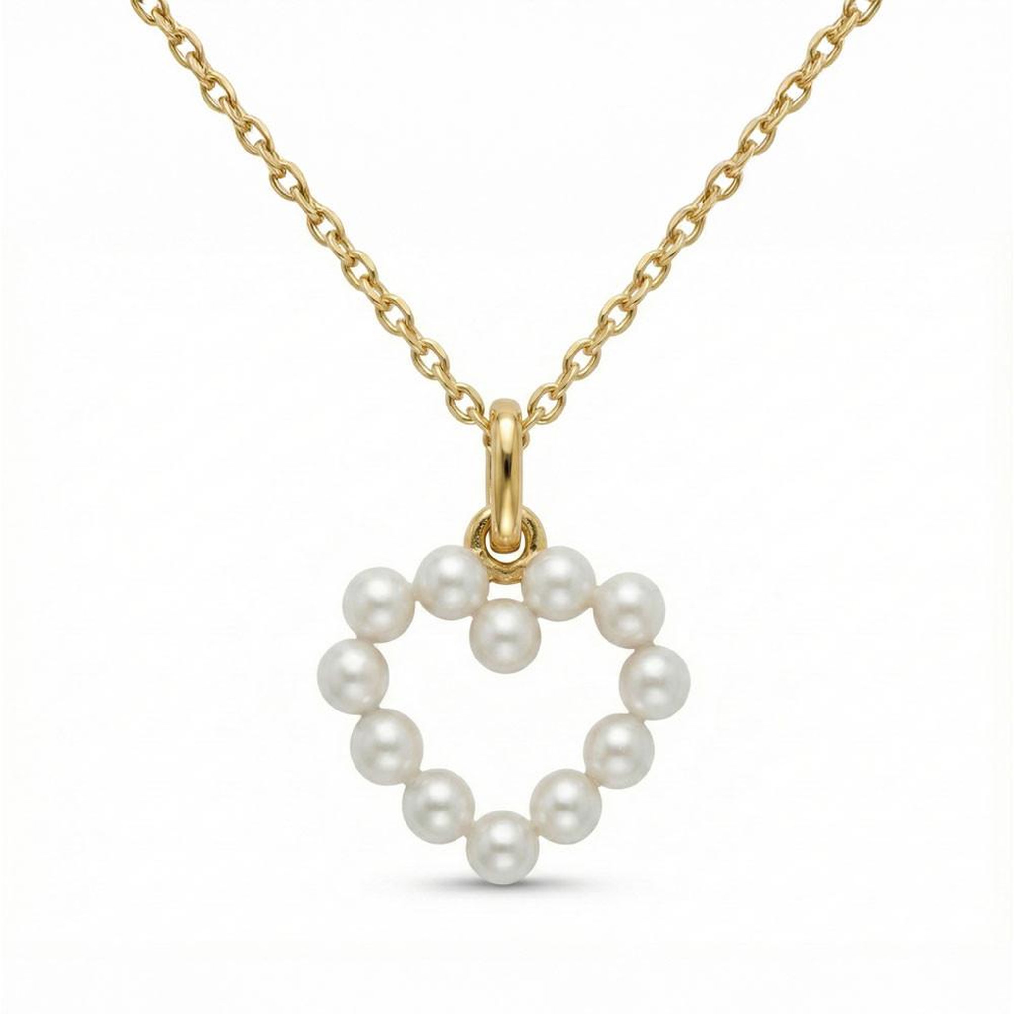 L'ATELIER D'AZUR Pendentif Or Jaune et Perles Motif Coeur - Chaine Dorée Offerte