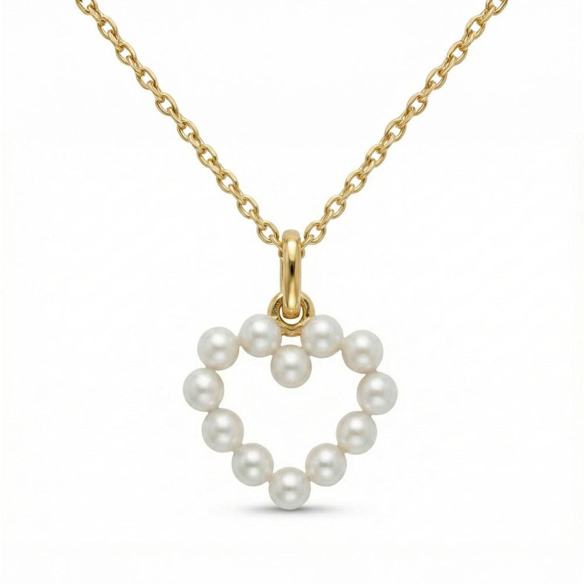 L'ATELIER D'AZUR Pendentif Or Jaune et Perles Motif Coeur - Chaine Dorée Offerte