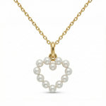 L'ATELIER D'AZUR Pendentif Or Jaune et Perles Motif Coeur - Chaine Dorée Offerte
