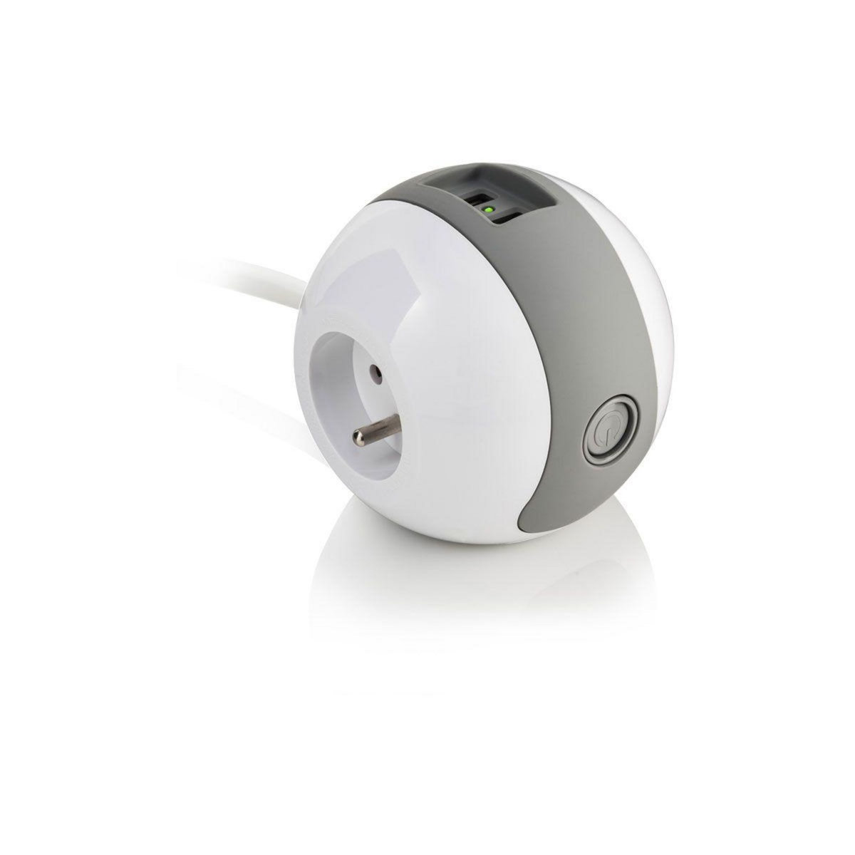 WATT AND CO Multiprise USB Wattball Blanc - Gris