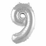 Paris Prix Ballon Gonflable Métallisé  Chiffre 9  40cm Argent
