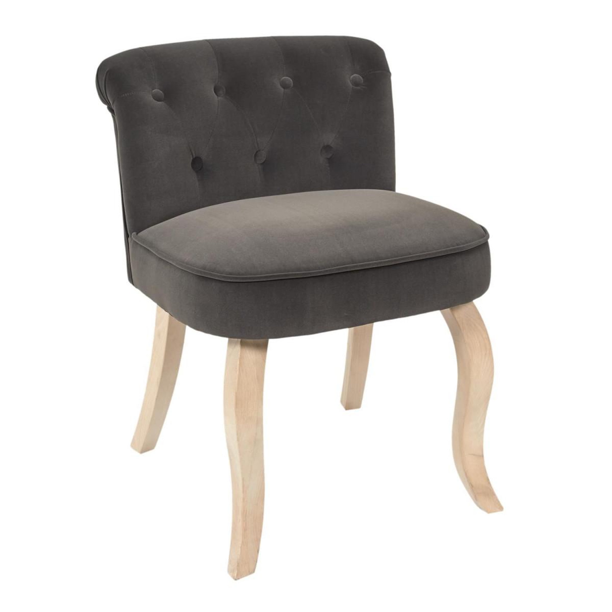 The Home Deco Factory Fauteuil en velours design  eleonor  68cm gris