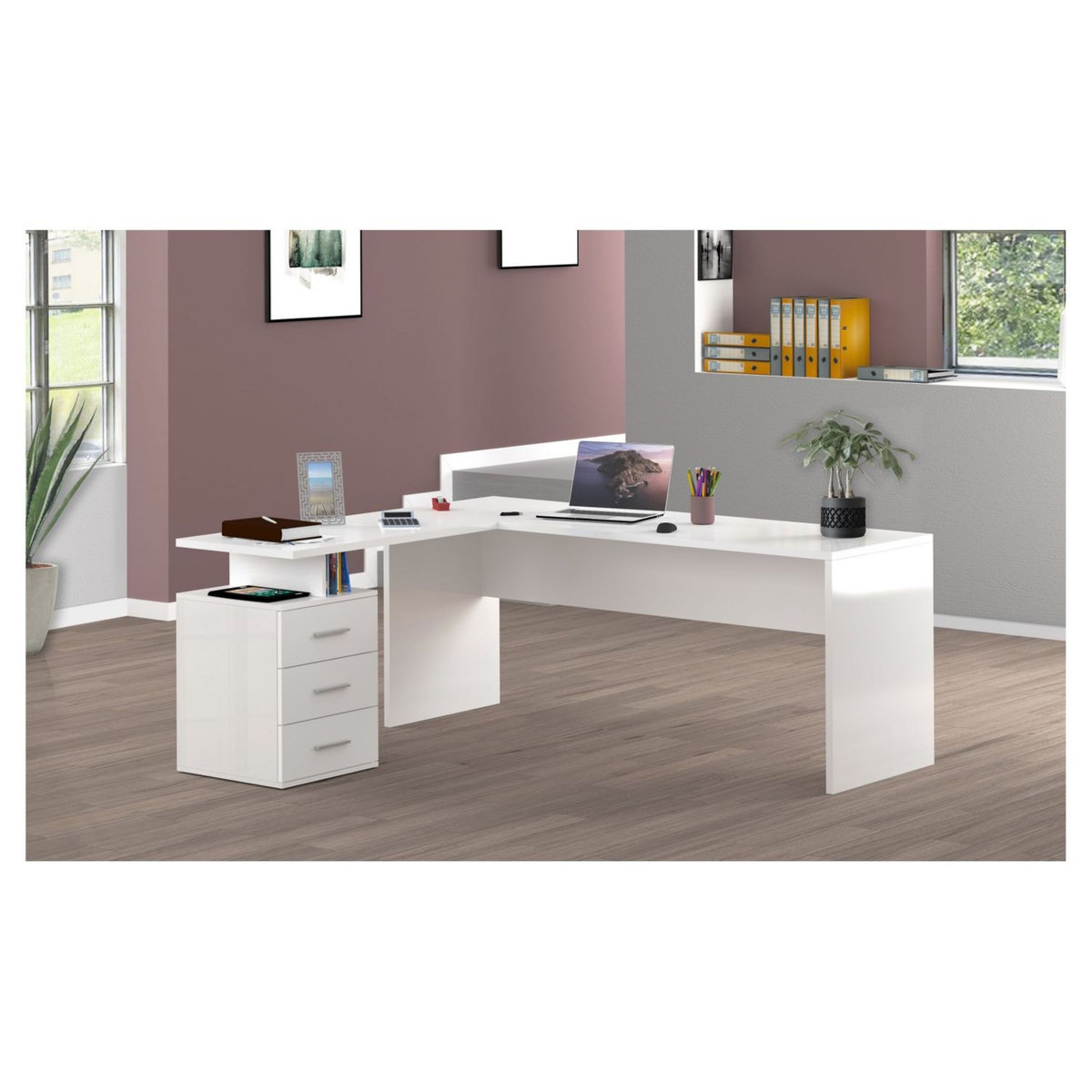 Bureau d'angle droit 3 tiroirs 180 cm VASTO