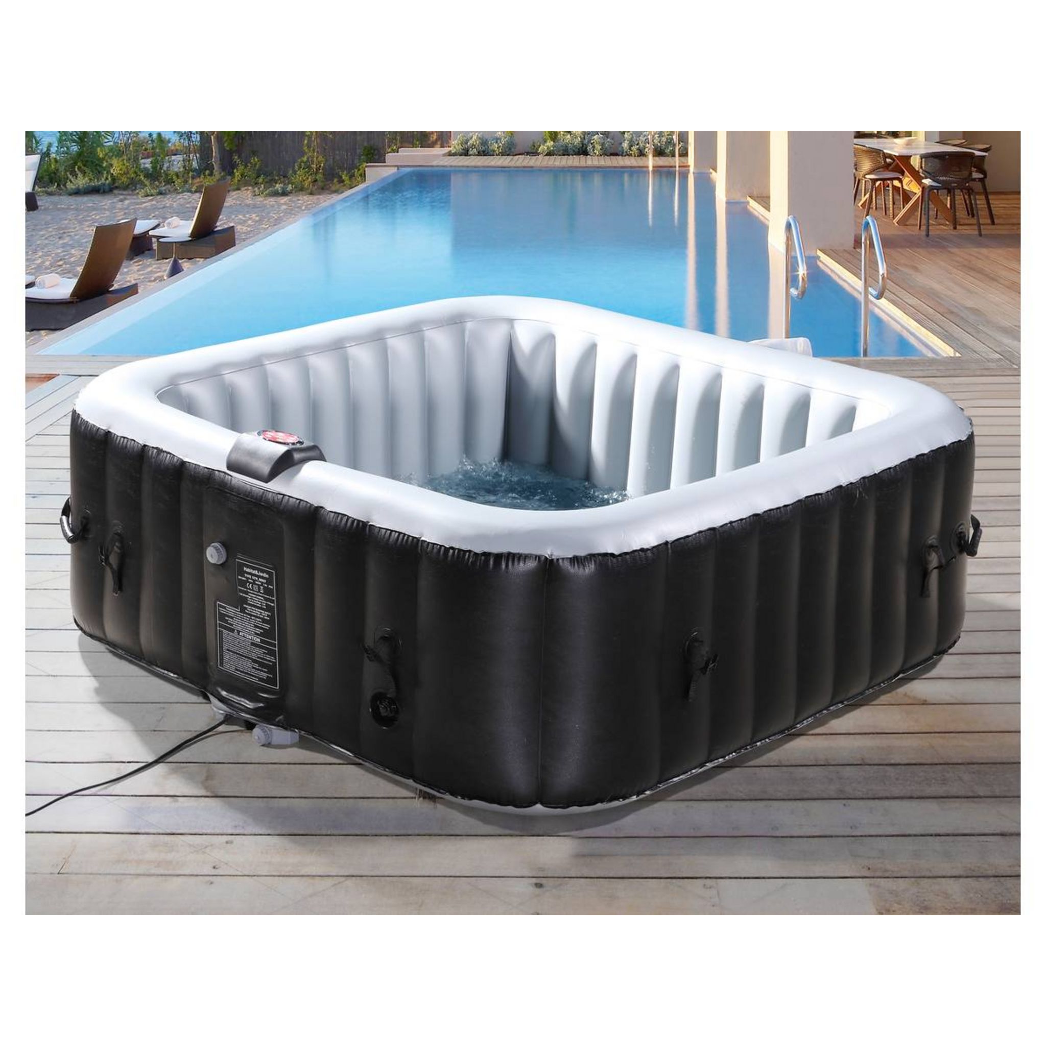 Habitat et Jardin Spa Gonflable NICE en PVC - 6 places - Gris/Noir