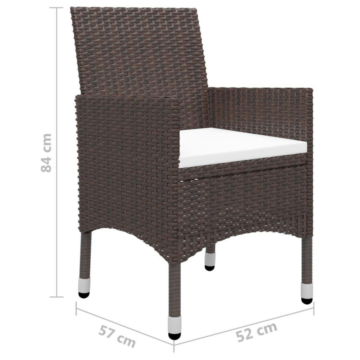 VIDAXL Ensemble a manger de jardin 5 pcs Marron