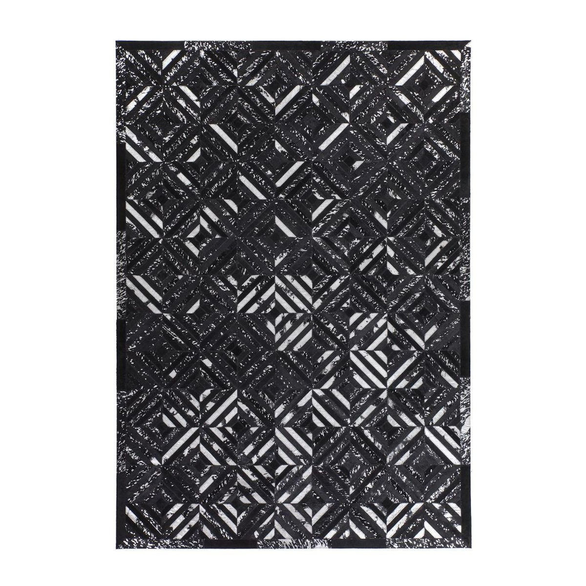 Paris Prix Tapis en Cuir Fait Main  Spark  Noir & Argent