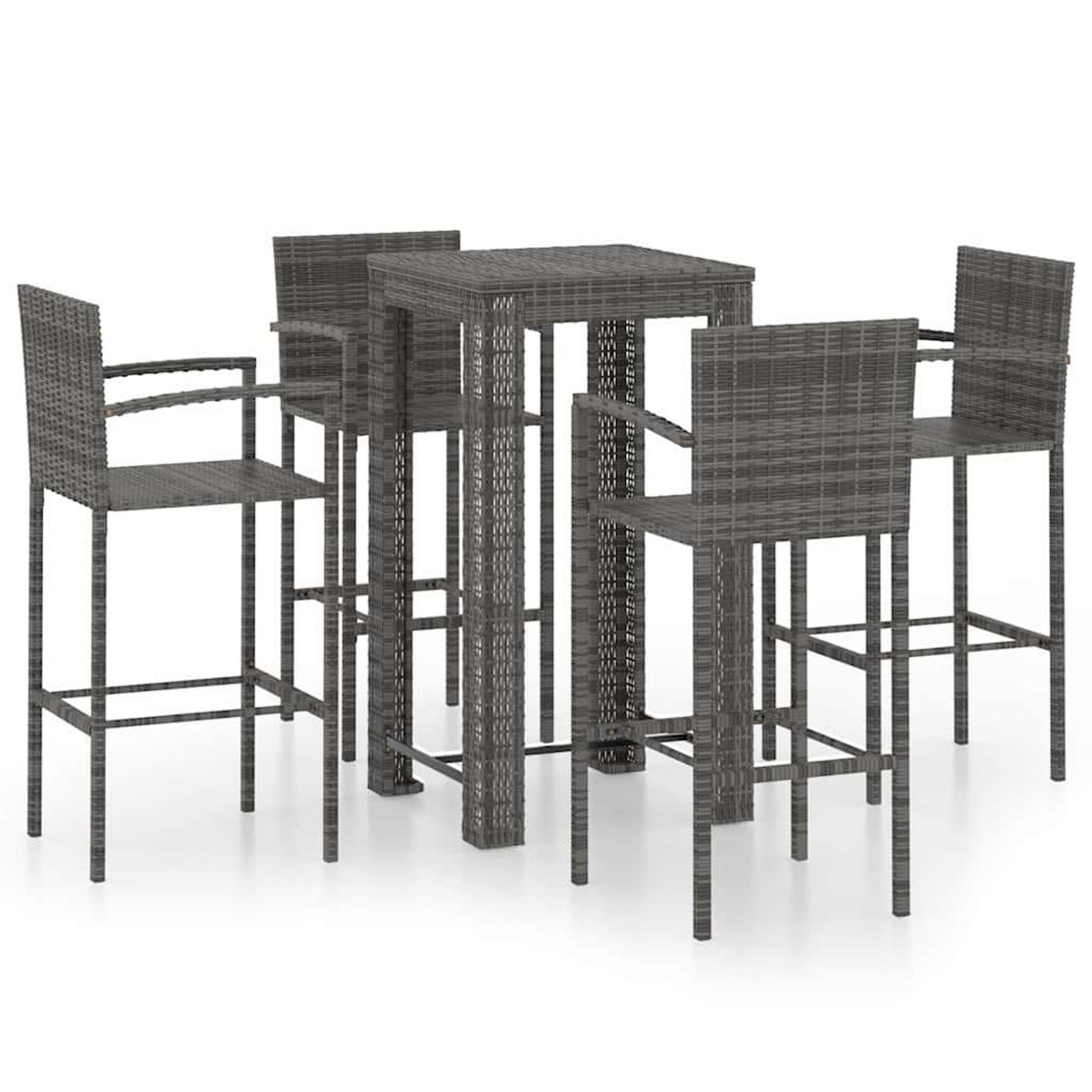VIDAXL Ensemble de bar d'exterieur 5 pcs accoudoir Resine tressee Gris