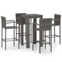 Voir la diapositive 1 : VIDAXL Ensemble de bar d'exterieur 5 pcs accoudoir Resine tressee Gris