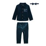 Petit Béguin Ensemble bébé chemise et pantalon avec noeud papillon Magic. Coloris disponibles : Bleu