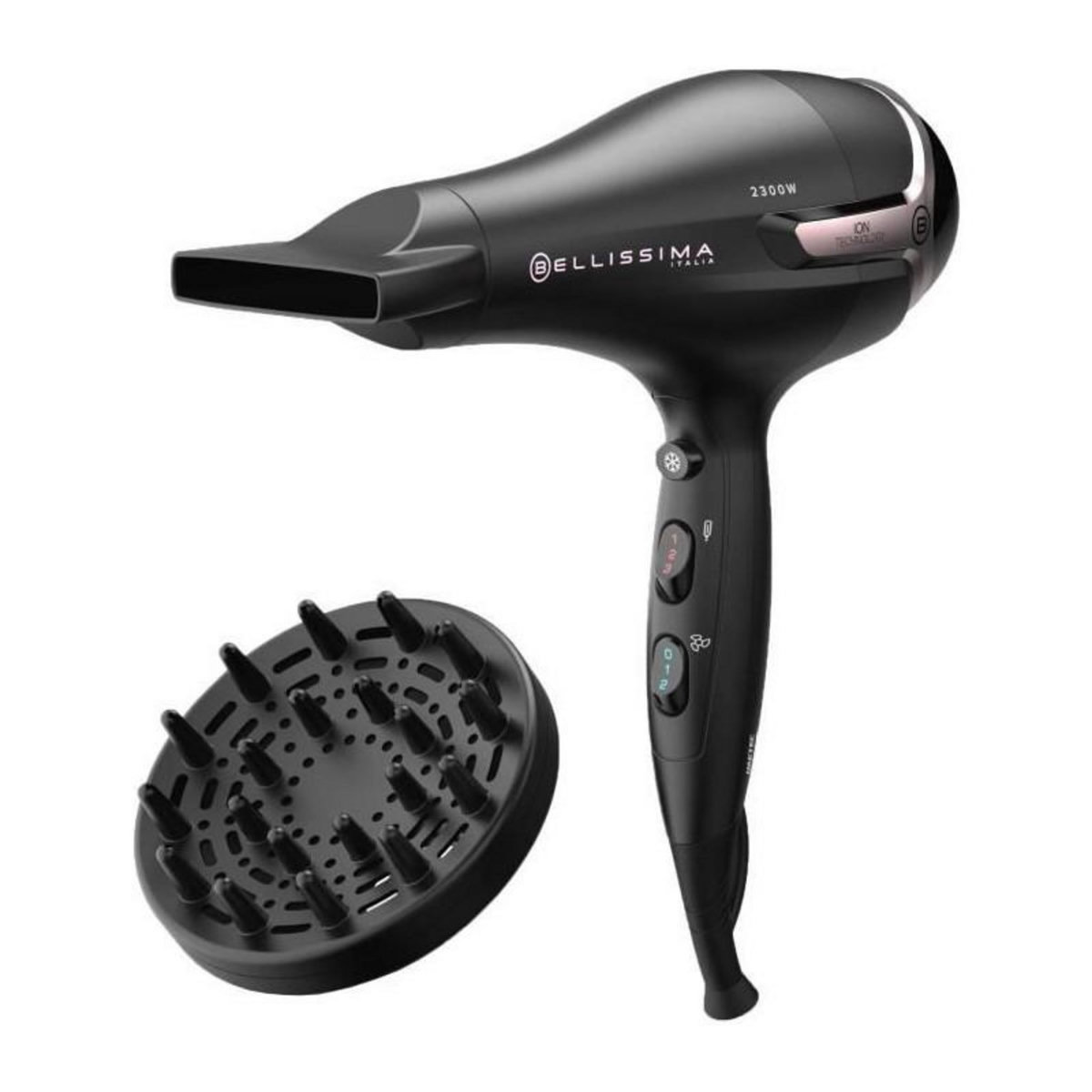 BELLISSIMA Seche Cheveux - Bellissima - Ionique S9 2300W - Pour Cheveux Lisses et Ondulés - 2 Vitesses 3 Températures - Concentrateur Dif