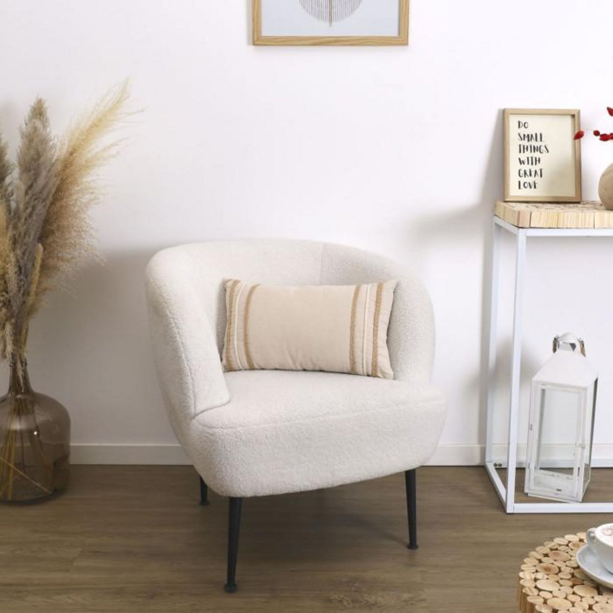 Paris Prix Coussin Déco Tressé  Natural Crush  30x50cm Beige