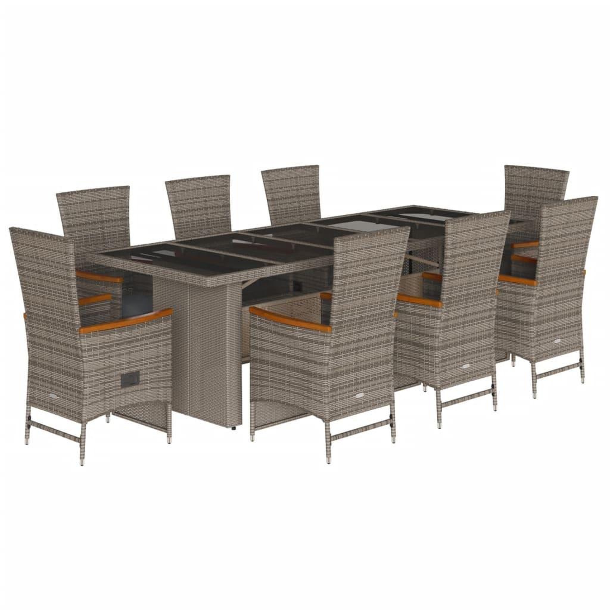 Voir la diapositive 2 : VIDAXL Ensemble a manger de jardin 9 pcs coussins gris resine tressee