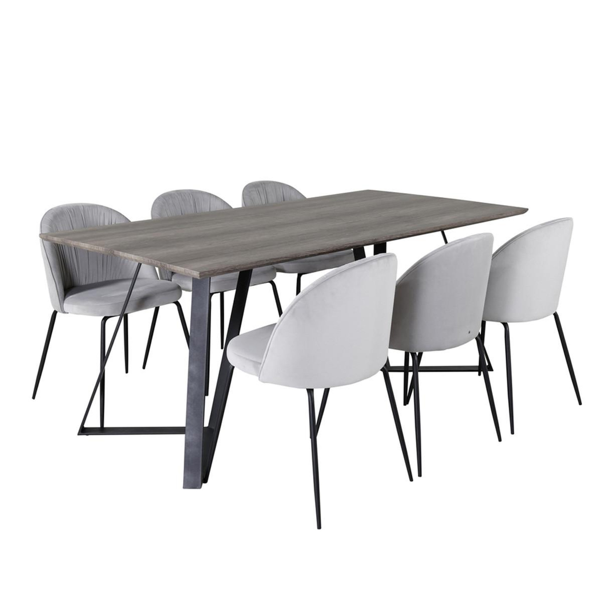 Paris Prix Ensemble table à manger & 6 chaises  marina & wrinkles  180cm naturel & gris