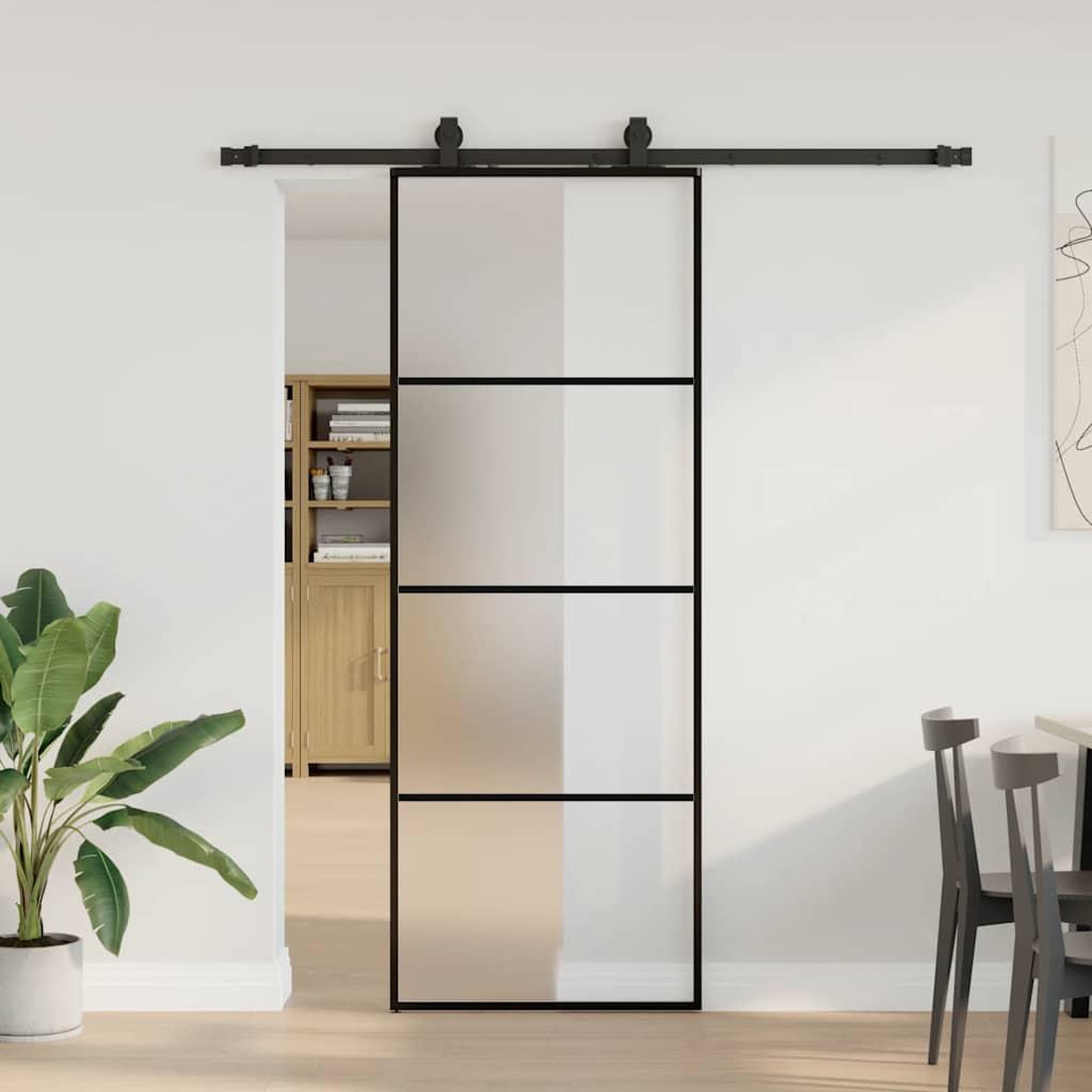 VIDAXL Porte coulissante kit de quincaillerie noir 76x205 cm verre ESG
