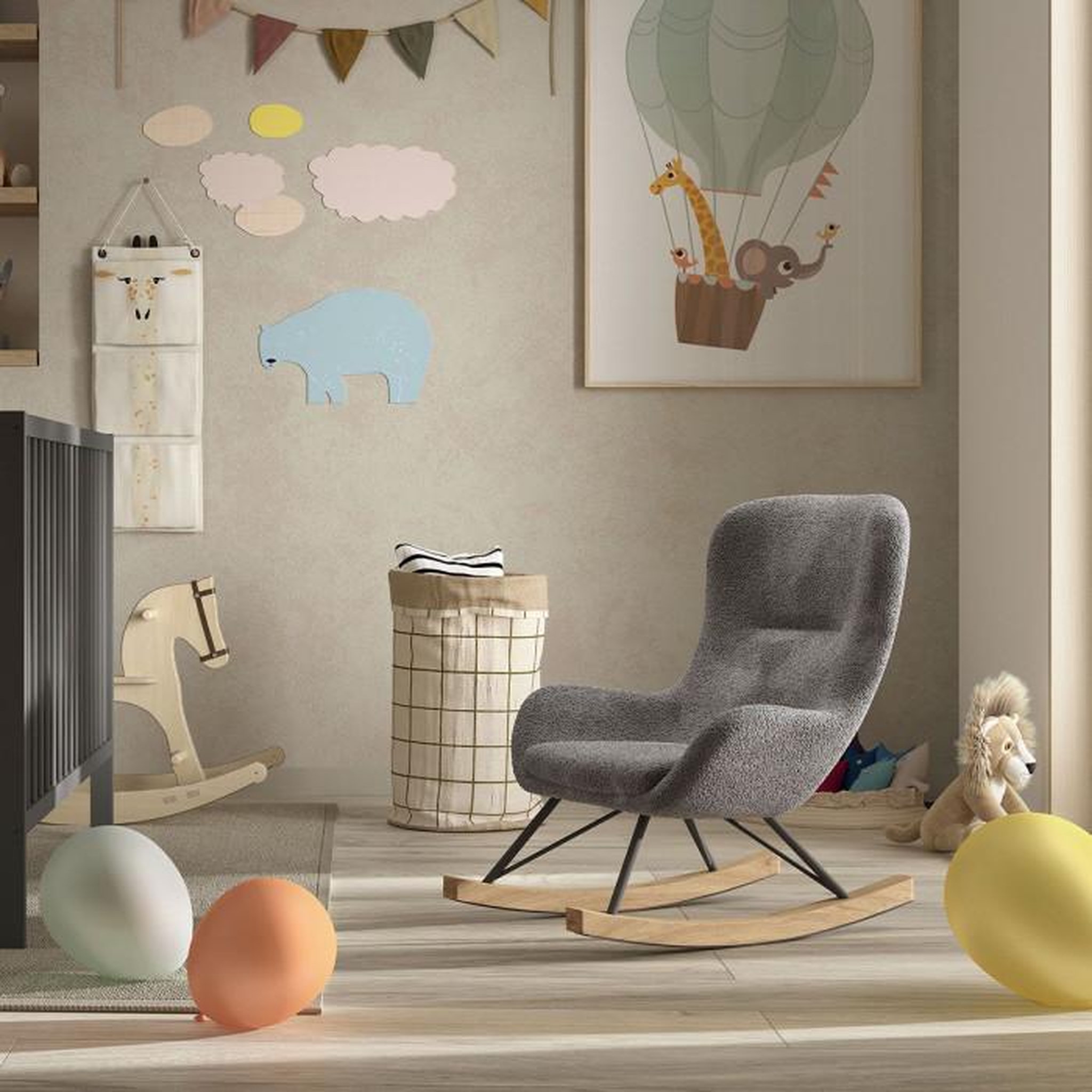 Voir la diapositive 2 : Paris Prix Fauteuil à Bascule Bouclette  Rocky  68cm Anthracite