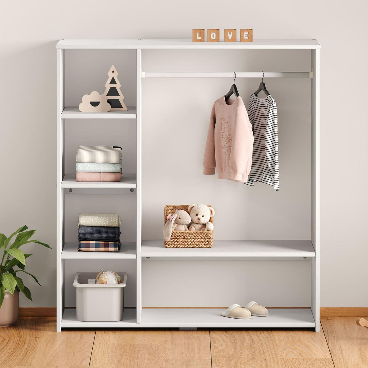 IDIMEX Penderie enfant RAFAEL avec étagères en pin massif