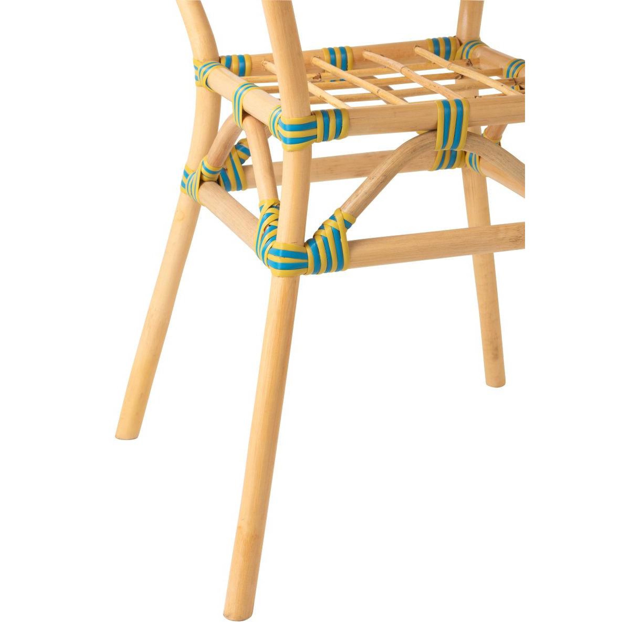 Voir la diapositive 4 : J-LINE Table à manger en rotin  geo  75cm jaune & bleu