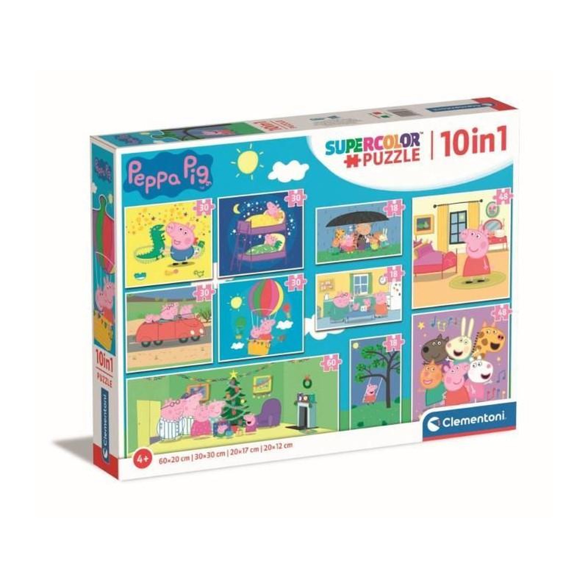 CLEMENTONI CLEMENTONI - Puzzle 10 en 1 Peppa Pig - Moins de 100 pieces - Pour enfant