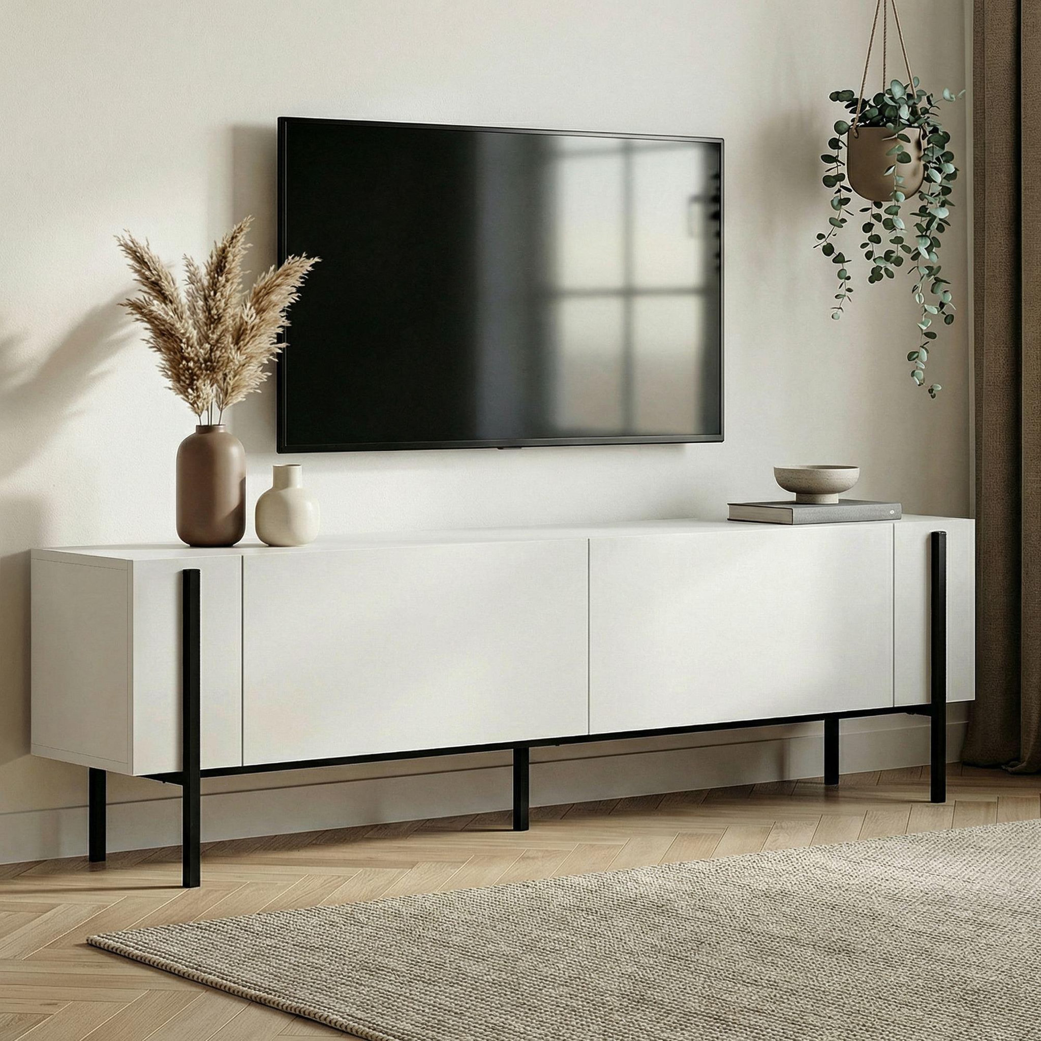 Voir la diapositive 2 : Habitat et Jardin Meuble tv en bois  nexus  - 180 x 30 x 45 cm - bois noir / noir