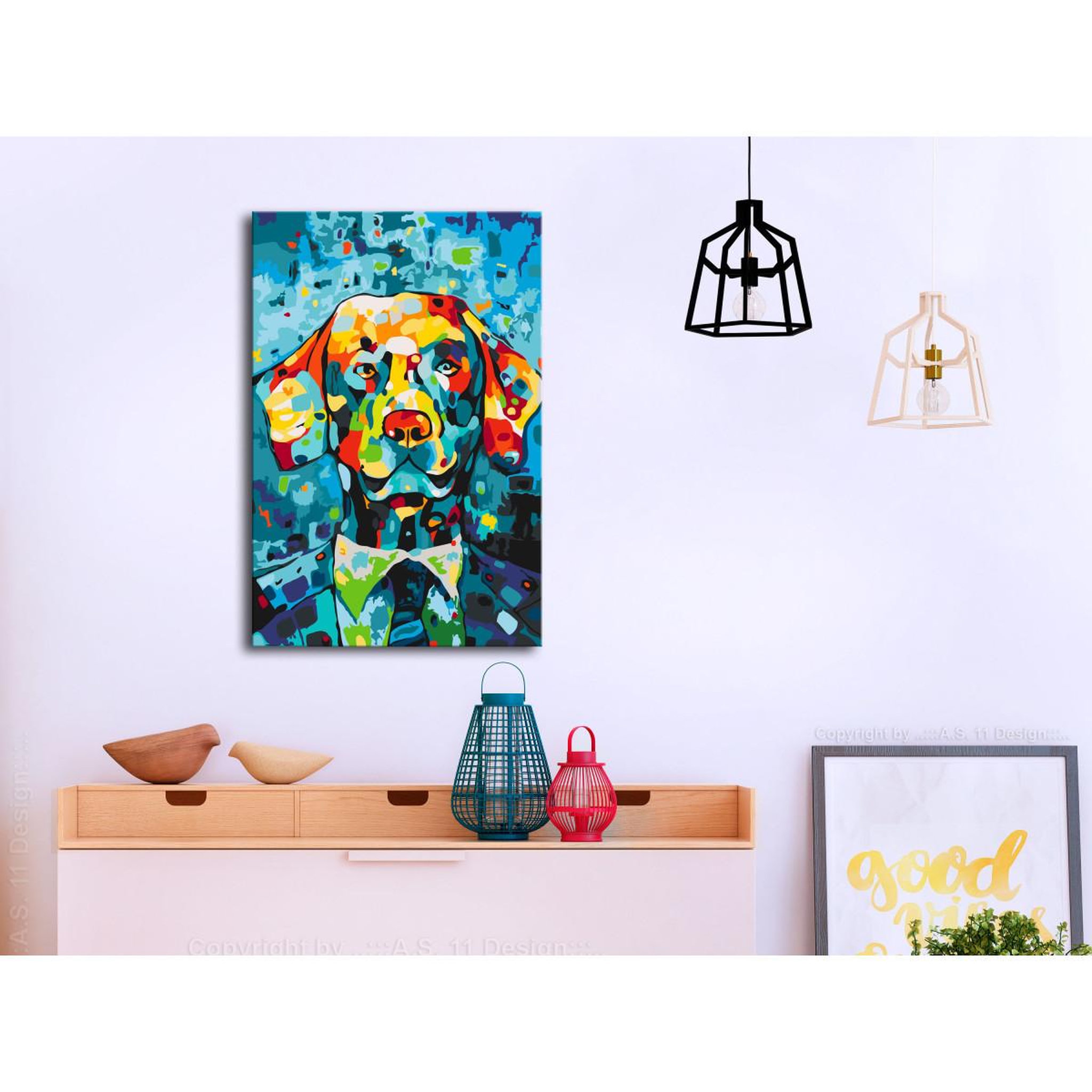 Voir la diapositive 2 : Paris Prix Tableau à peindre soi-même  chien portrait  40x60cm