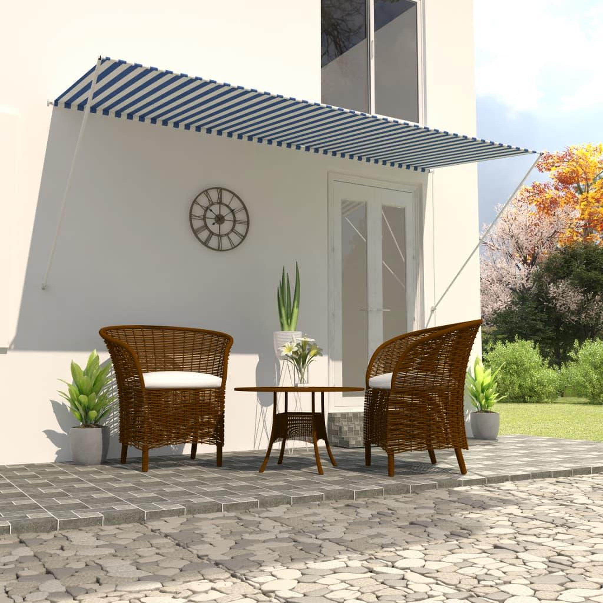 Voir la diapositive 1 : VIDAXL Auvent retractable 300x150 cm Bleu et blanc