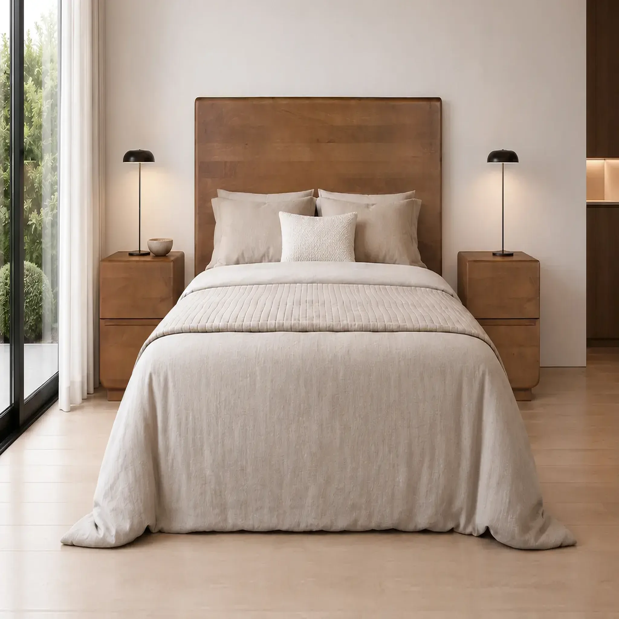 Voir la diapositive 2 : GINER Y COLOMER SL Tête de lit en bois de manguier 160 cm style scandinave japandi