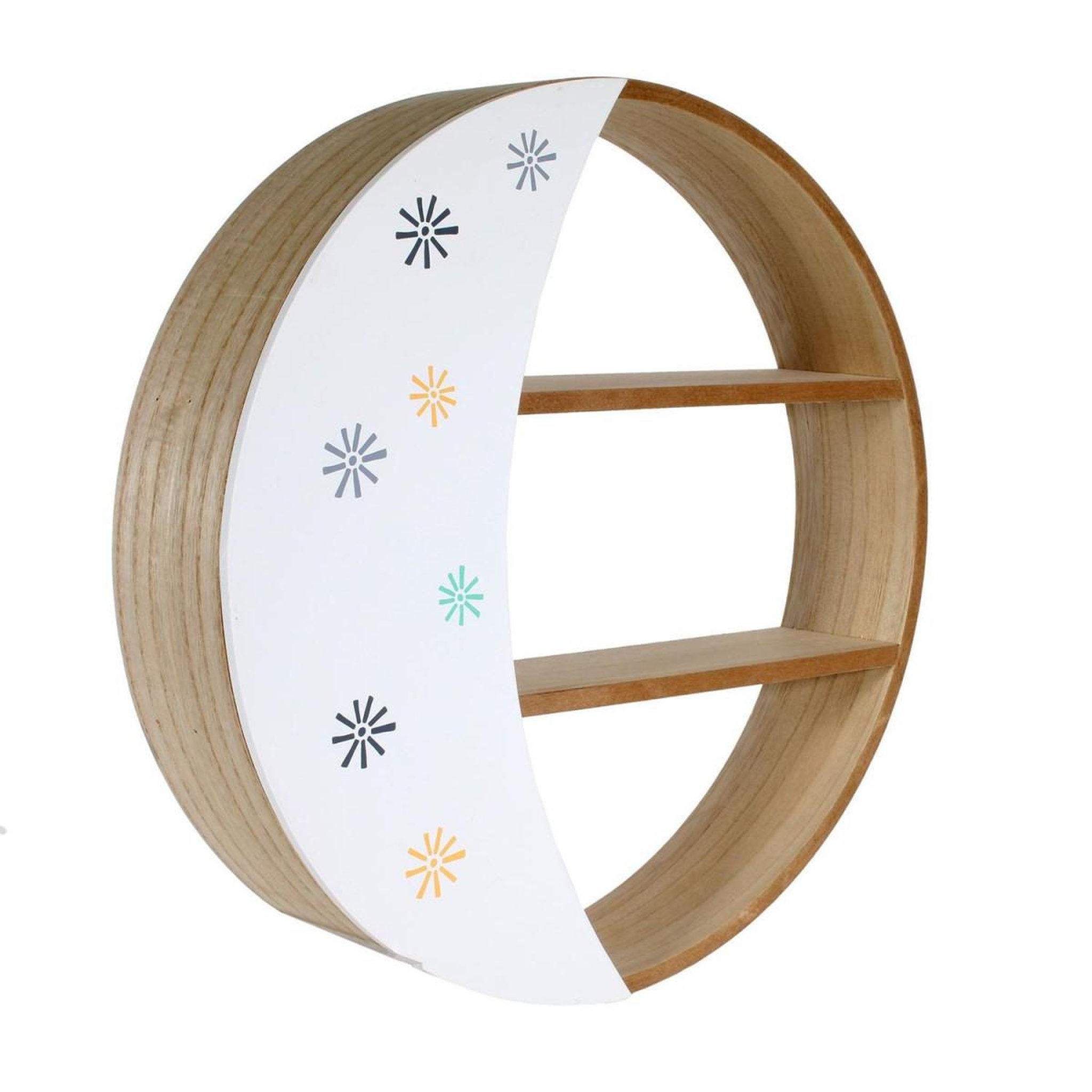 Voir la diapositive 1 : The Home Deco Factory Étagère en bois  demi lune  38cm naturel & blanc