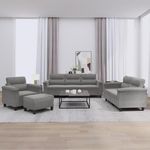 VIDAXL Ensemble de canapes 4 pcs coussins gris fonce tissu microfibre