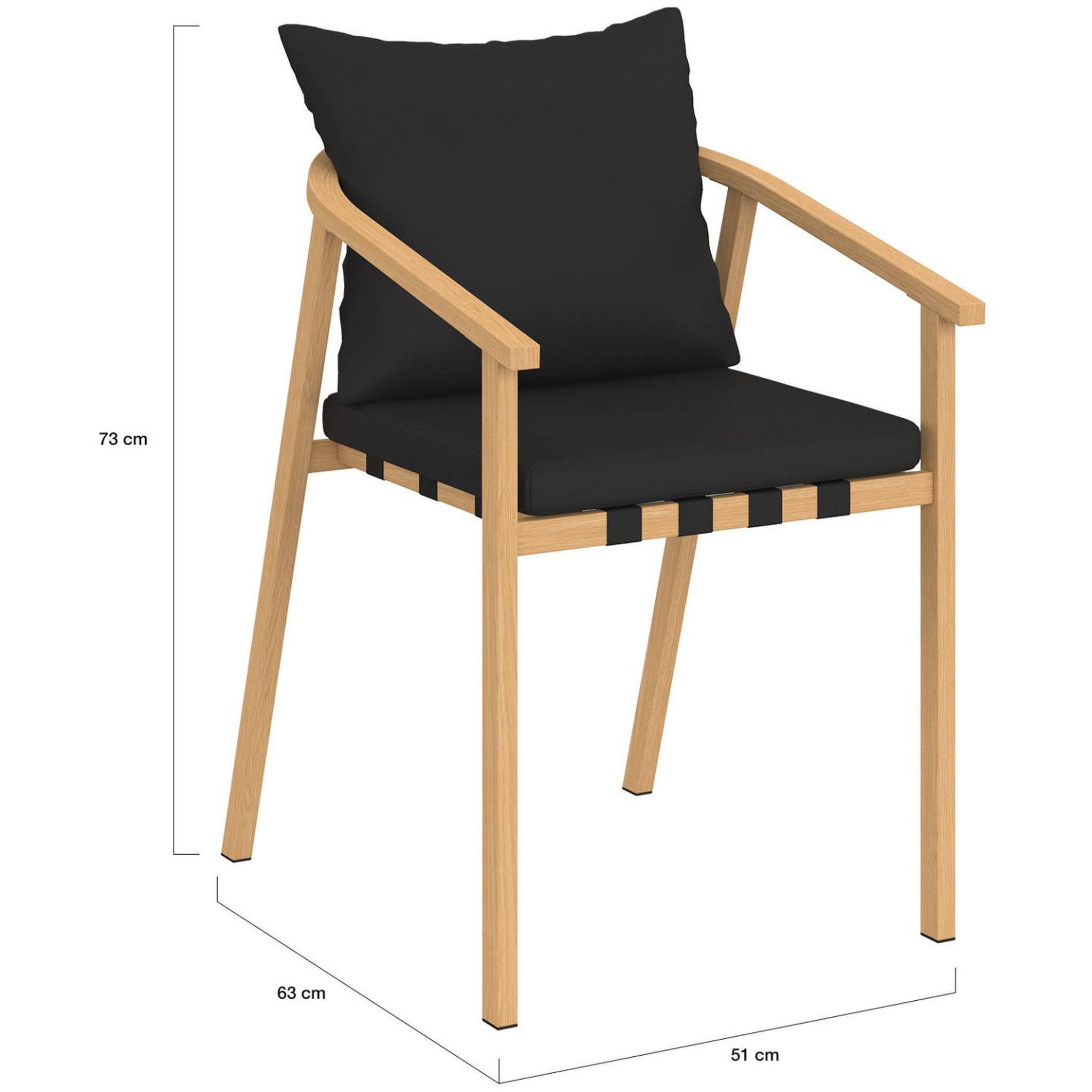 Voir la diapositive 5 : ID MARKET Lot de 4 chaises de jardin malta structure en métal effet bois, lanières et coussins noirs