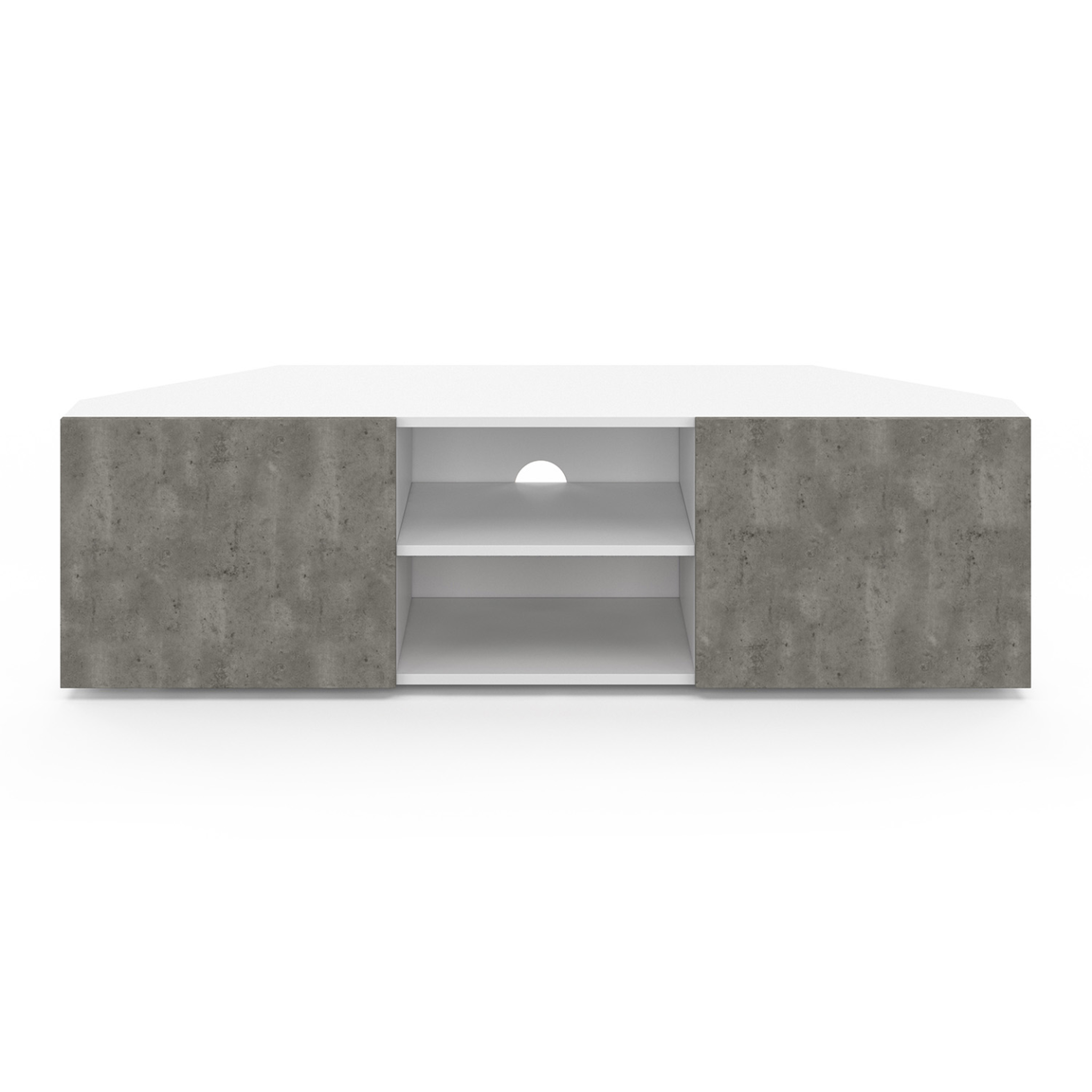 Voir la diapositive 3 : ID MARKET Meuble tv 110 cm d'angle eli blanc portes effet béton