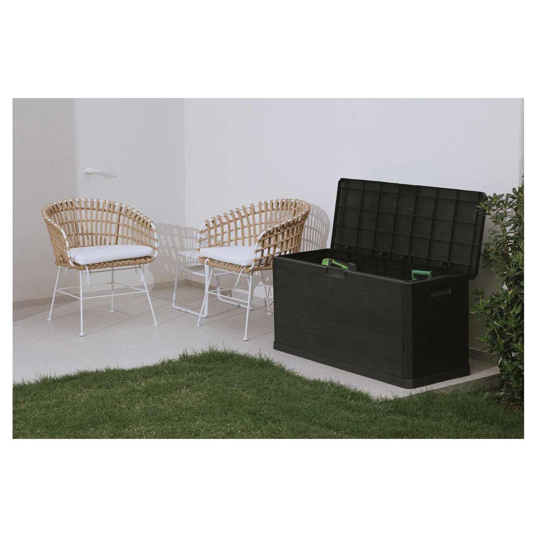 Voir la diapositive 3 : TOOMAX Coffre de rangement jardin résine - Anthracite - 280L - MULTIBOX WOODY 280