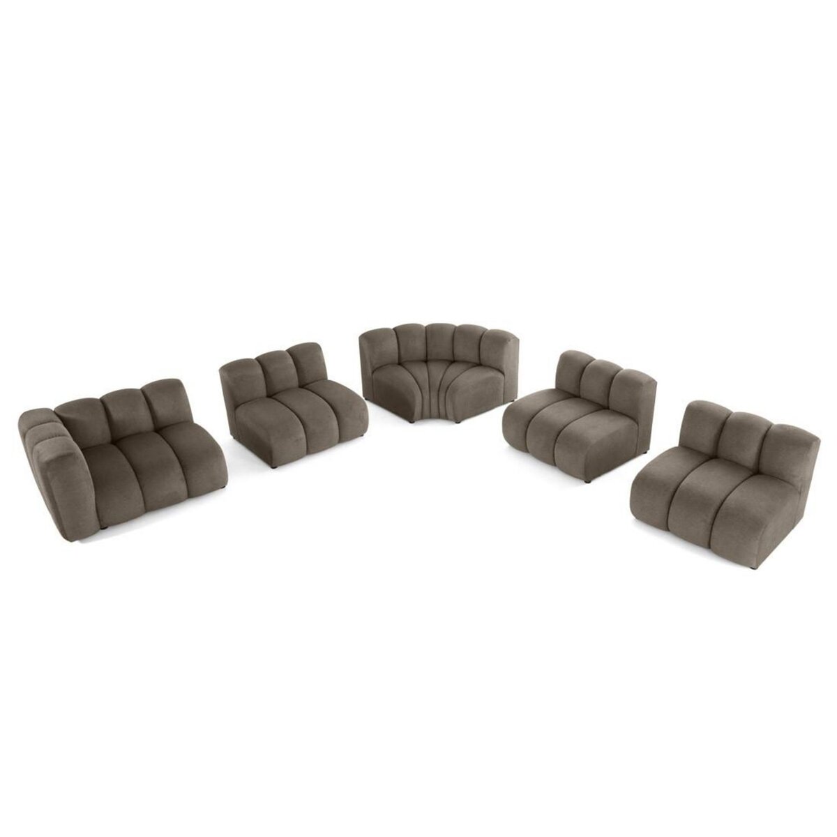 LISA DESIGN Debbie - canapé modulable d'angle droit 5 places en tissu texturé