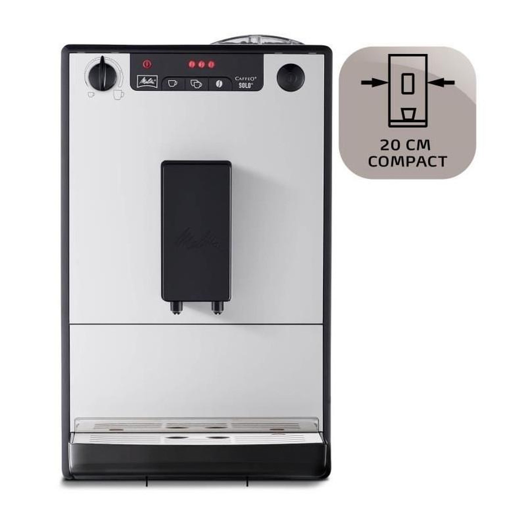 Voir la diapositive 5 : Melitta MELITTA E950-666 - Cafetiere automatique Solo Pure Argent - 1400W - 3 reglages dintensite - Reservoir a grains 125g