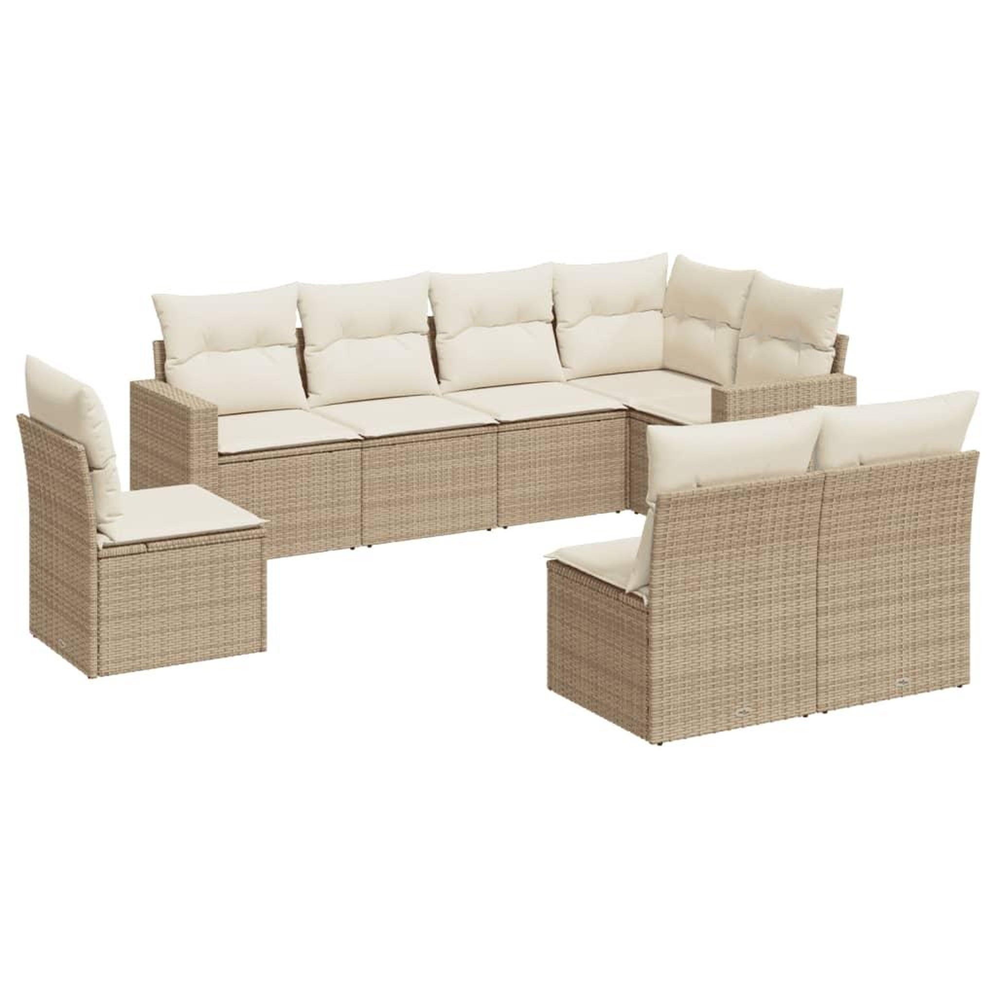 Voir la diapositive 2 : VIDAXL Salon de jardin avec coussins 8 pcs beige resine tressee