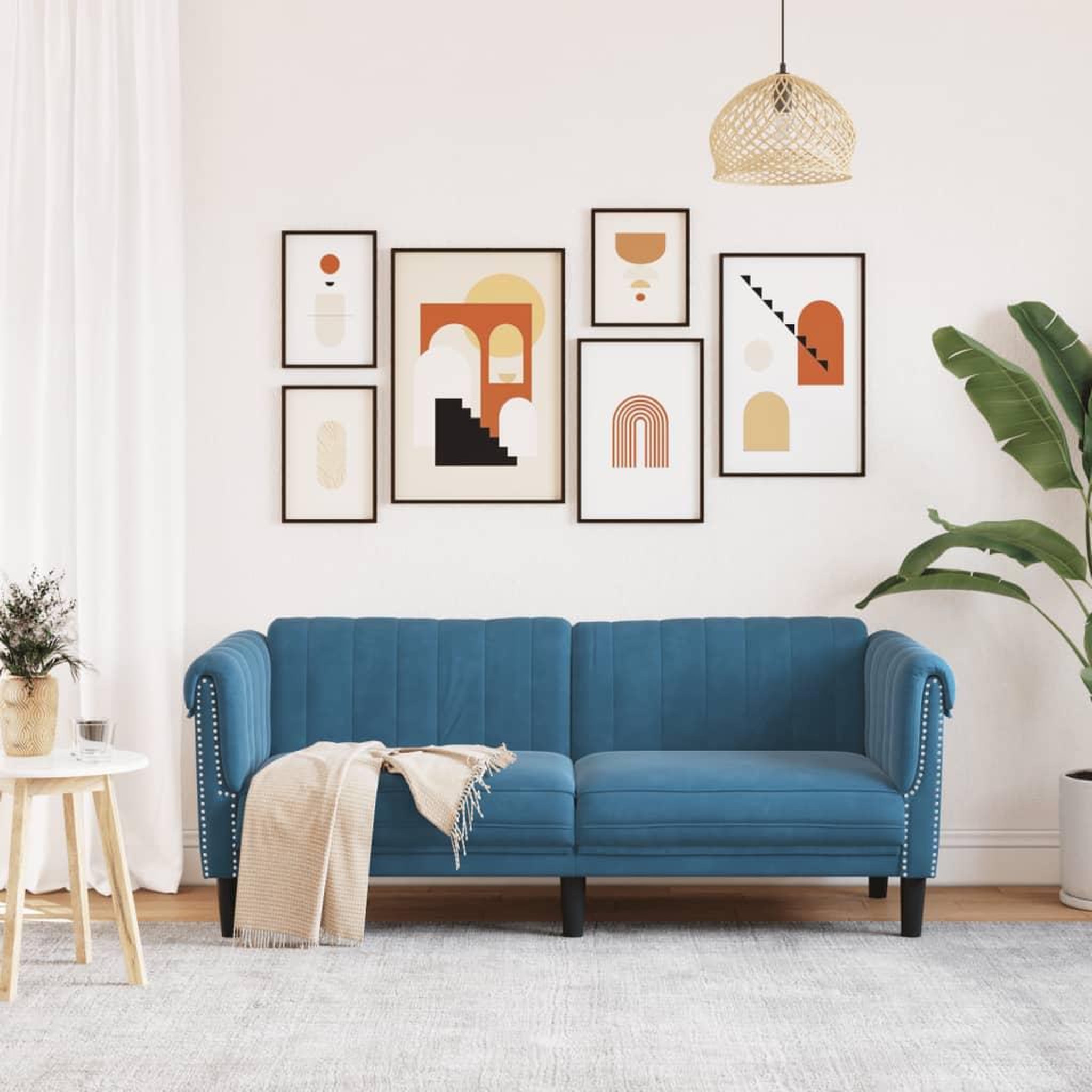 Voir la diapositive 3 : VIDAXL Canape a 2 places bleu velours