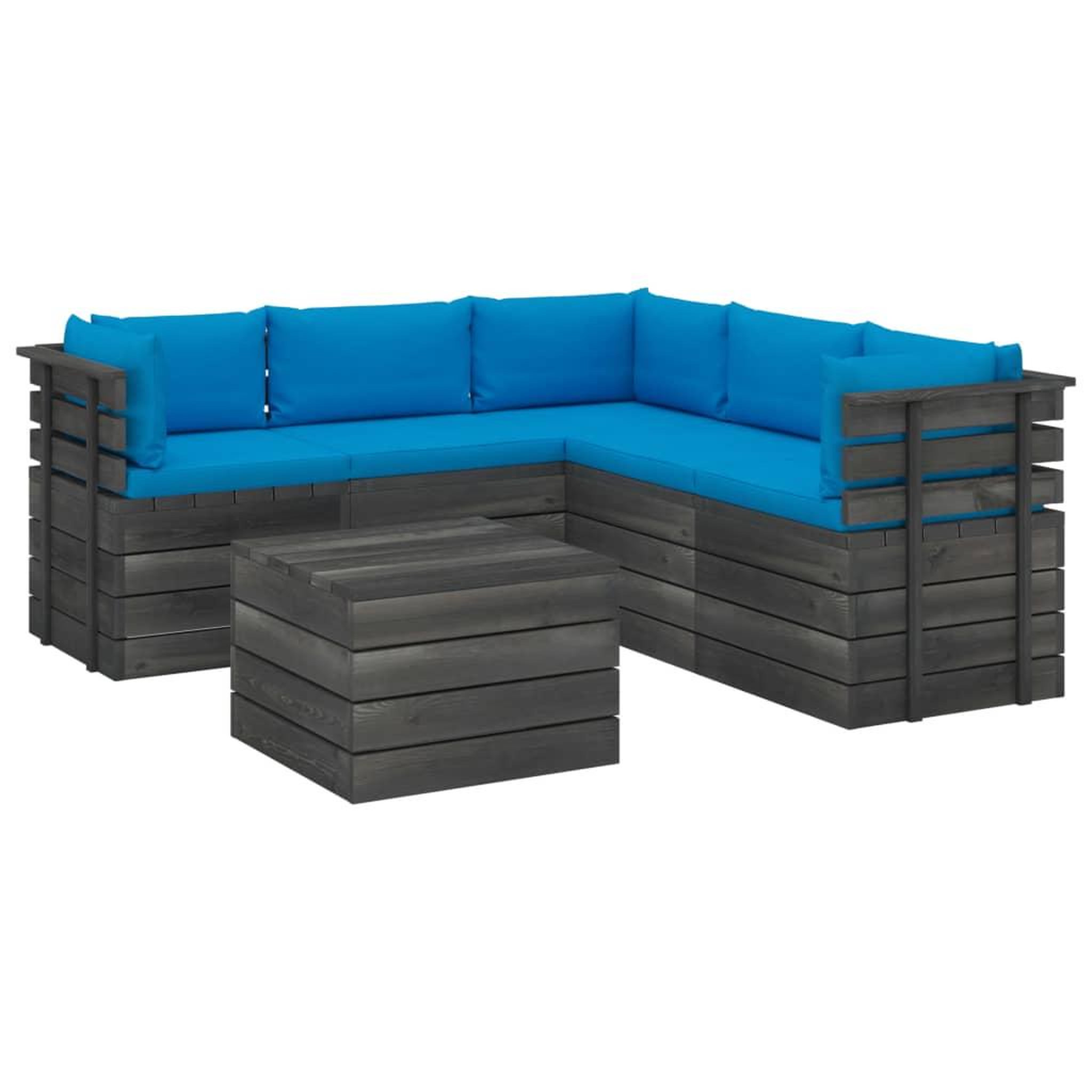 Voir la diapositive 4 : VIDAXL Salon palette de jardin 6 pcs avec coussins Bois de pin massif