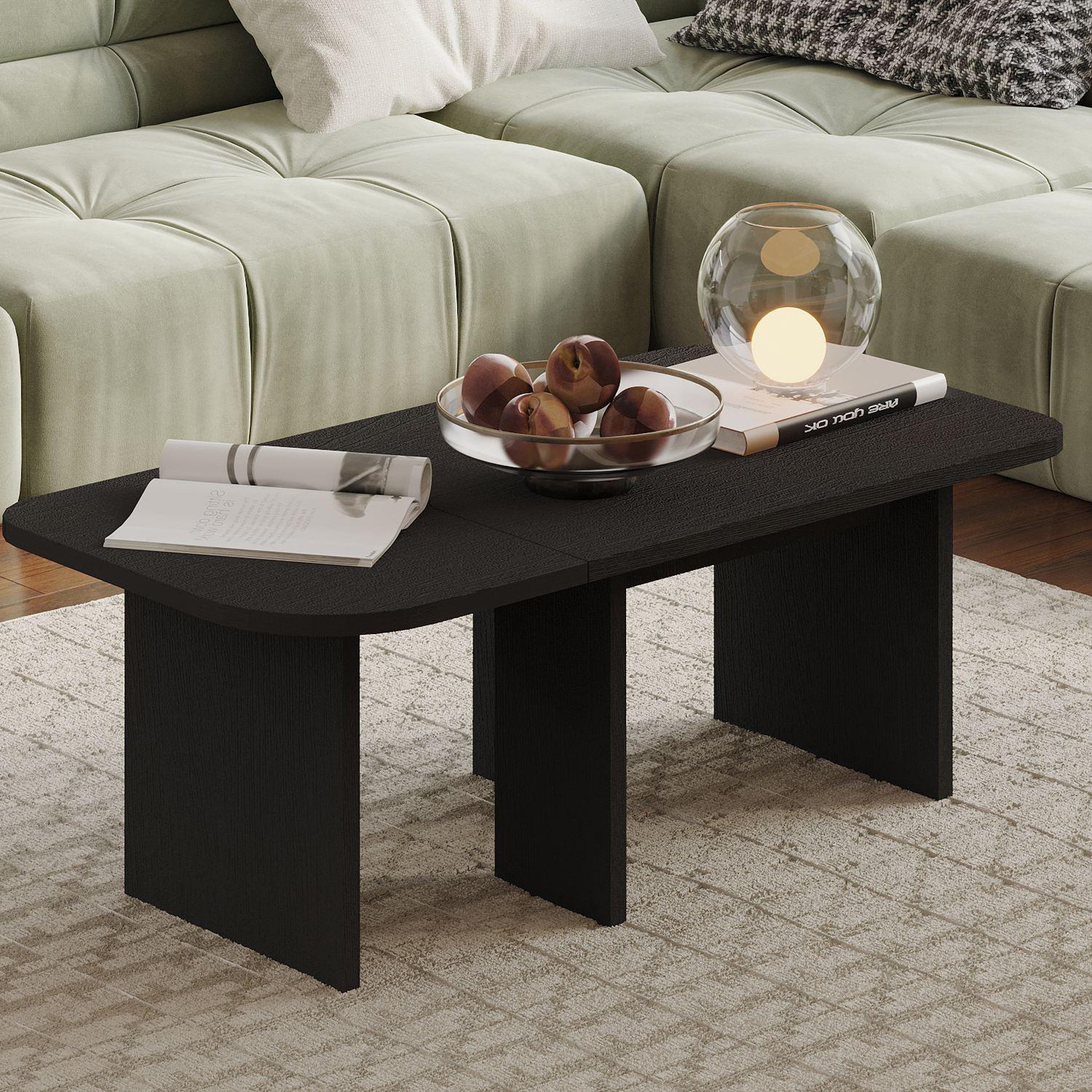 Voir la diapositive 2 : Habitat et Jardin Ensemble Tables Basses en bois  Iris  - 90 x 45 x 35 cm - Noir